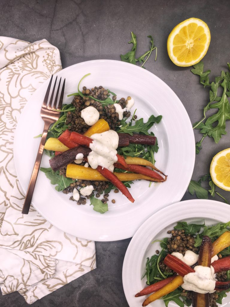 Lentil and Carrot Salad with Lemon Yogurt Sauce | Family Meals in Heels
