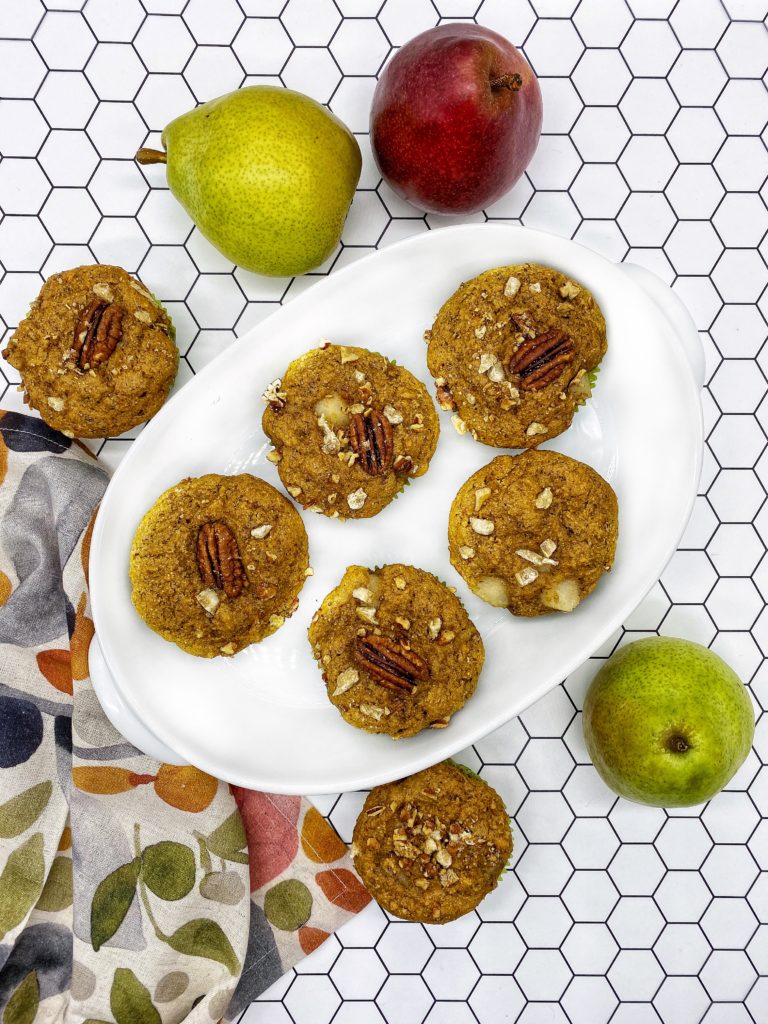 Whole Grain Pear Muffins with Pecans | Family Meals in Heels
